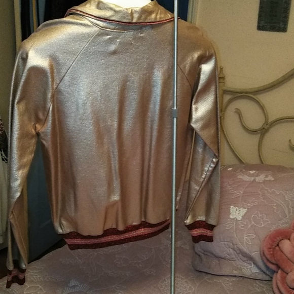 Gold Metallic 💙 Zara Bomber Jacket 💜 - Picture 6 of 10